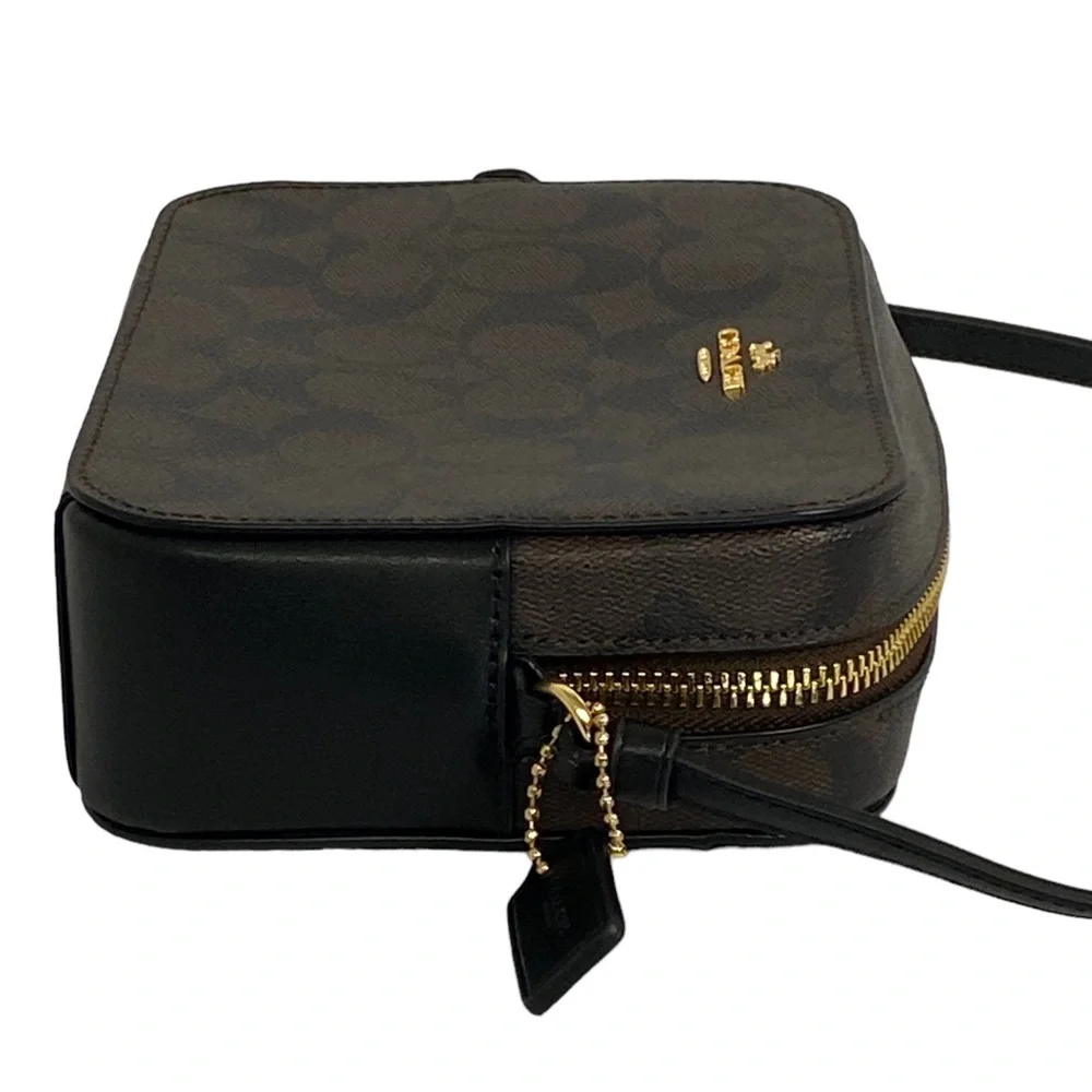 Coach Signature Canvas Mini Camera Bag for Women, Black/Brown